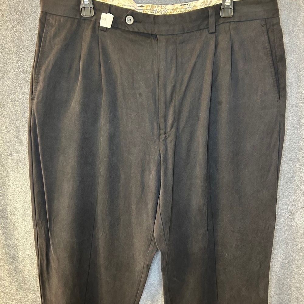 Tommy Bahama Mens 37x28 (38x32 tag) Silk Bamboo Blend Pleated Dress Pants
